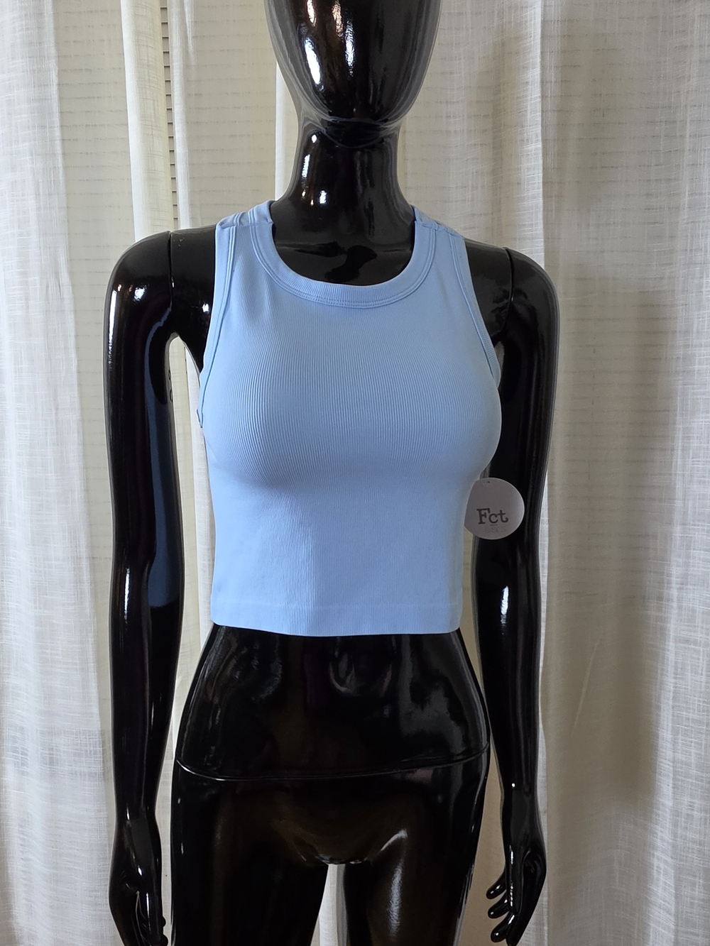 New Mix Light Blue Ribbed Crop Tank - Picture 6 of 9
